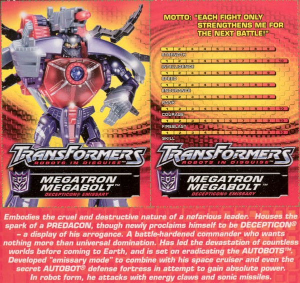 Transformers Tech Spec: Megatron Megabolt